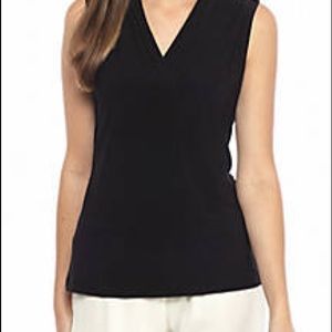 Ann Klein Jersey Knit V Neck Top XL
